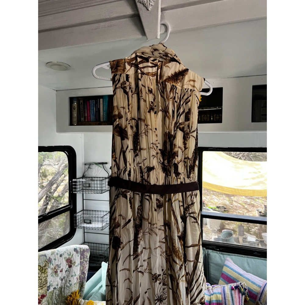 Women's Banana Republic Beige Brown Printed Sleeveless Maxi Dress S - Picture 5 of 7